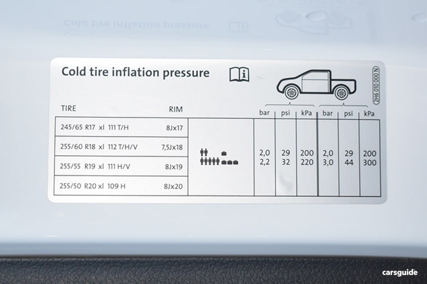 Vw t25 hotsell tyre pressure